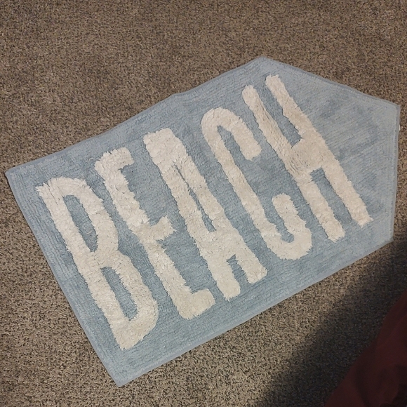 Blue and White Beach Bath Rug - Picture 1 of 5